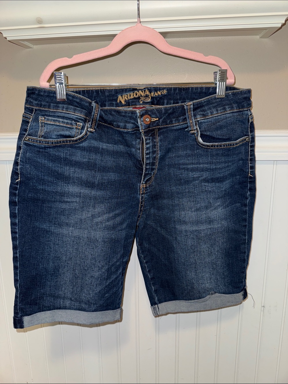 Arizona Jean Company Dark Indigo Rolled Cuff Denim Shorts